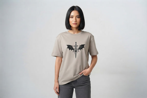 Valkyrie Sword & Stygian Spider T-Shirt | Textured 3D Graphic Apparel