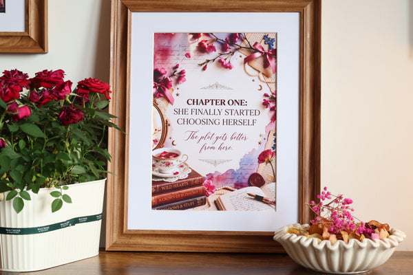 The Plot Gets Better | Vintage Book Stack Print (without frame)