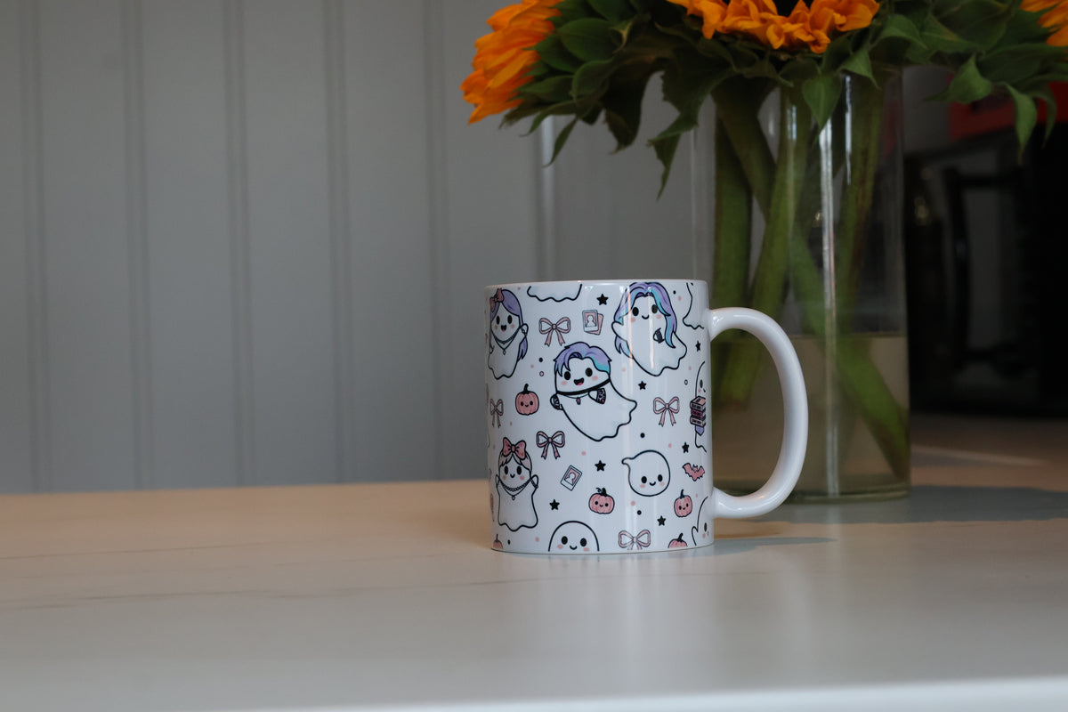 K-Pop Ghostie Ceramic Mug | Cute Spooky Season