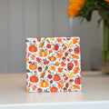 Cozy Autumn Harvest Ceramic Coaster | Fall Leaves & Pumpkin Drink Coaster