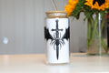 Valkyrie Sword, Bat Wings & Stygian Spider Glass Tumbler | Dark Fantasy Cup