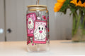 Pink Ghost Tarot Card Glass Tumbler | Cute Pastel Halloween Drinkware