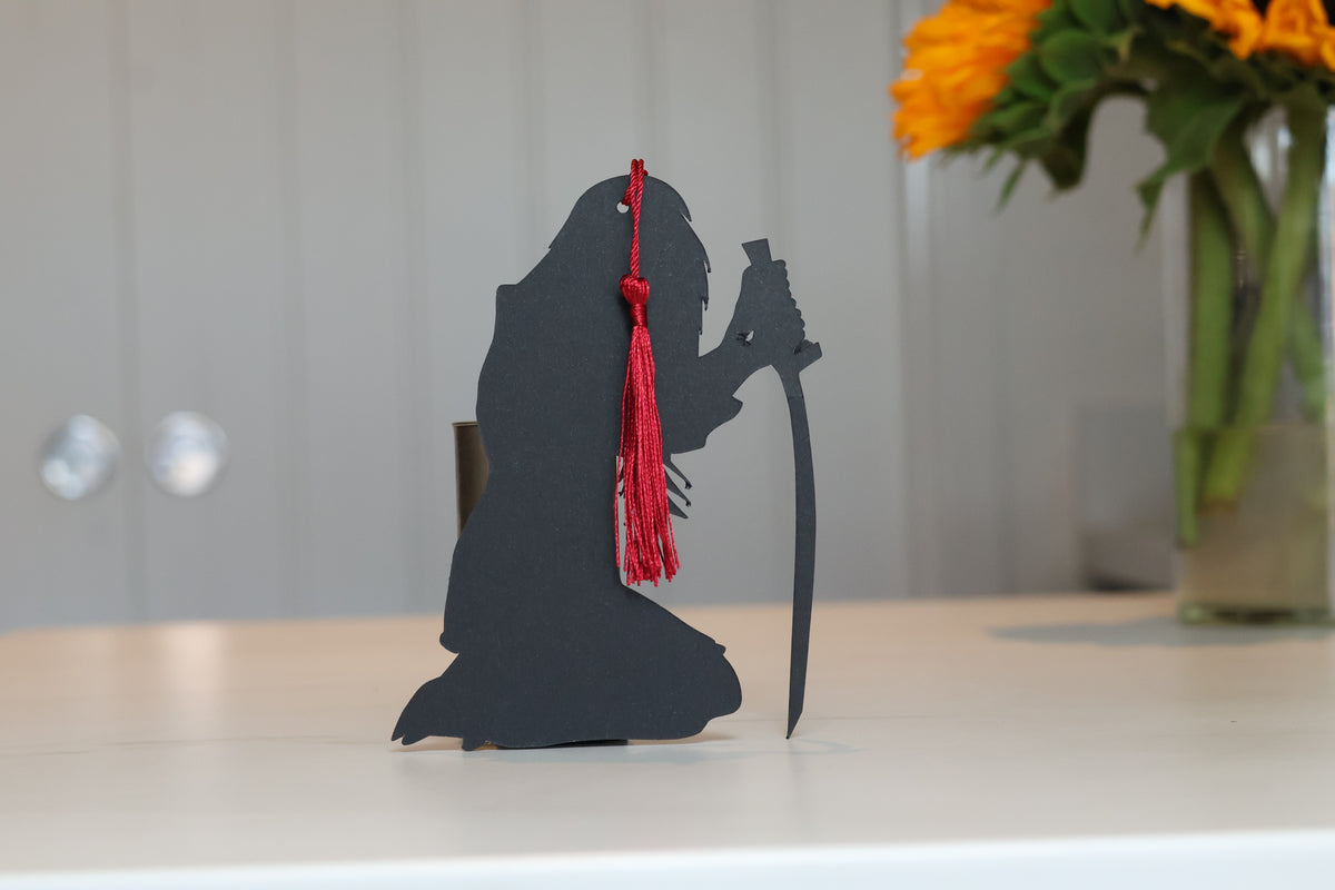 Lady Death Warrior Silhouette Bookmark | Silver Flames Faerie Accessory