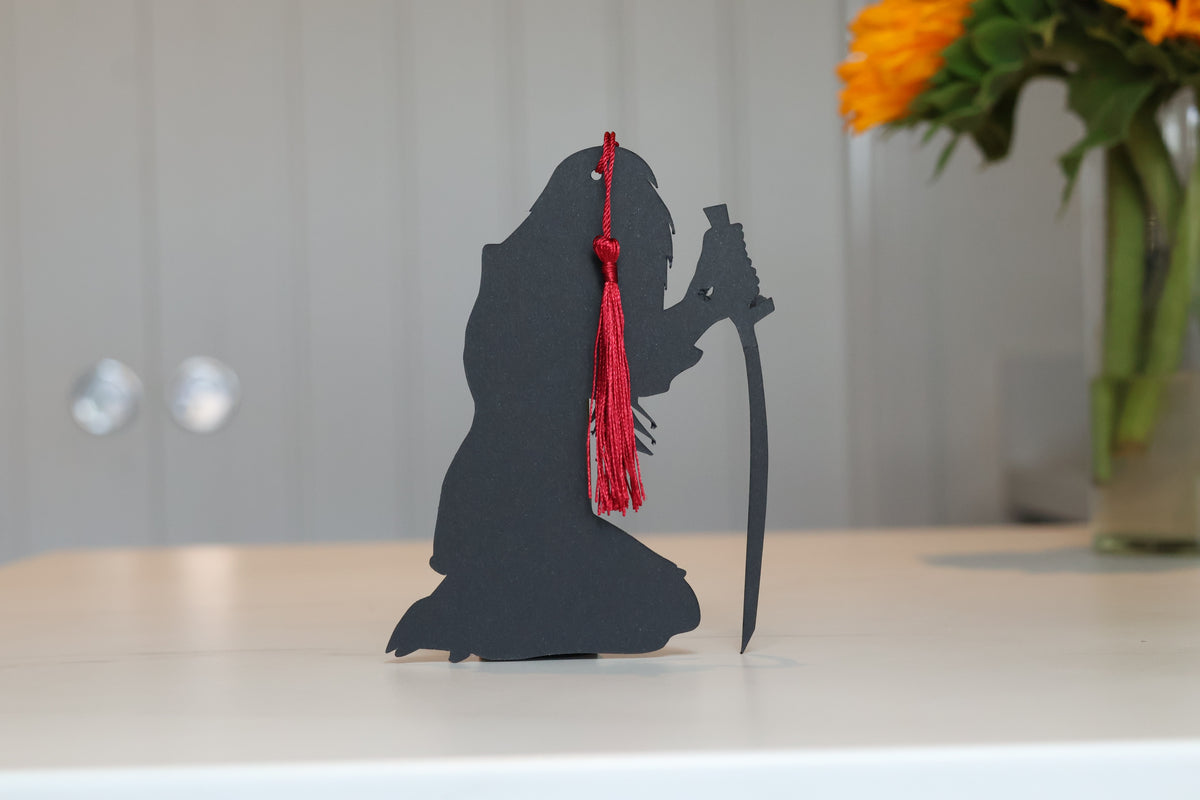 Lady Death Warrior Silhouette Bookmark | Silver Flames Faerie Accessory