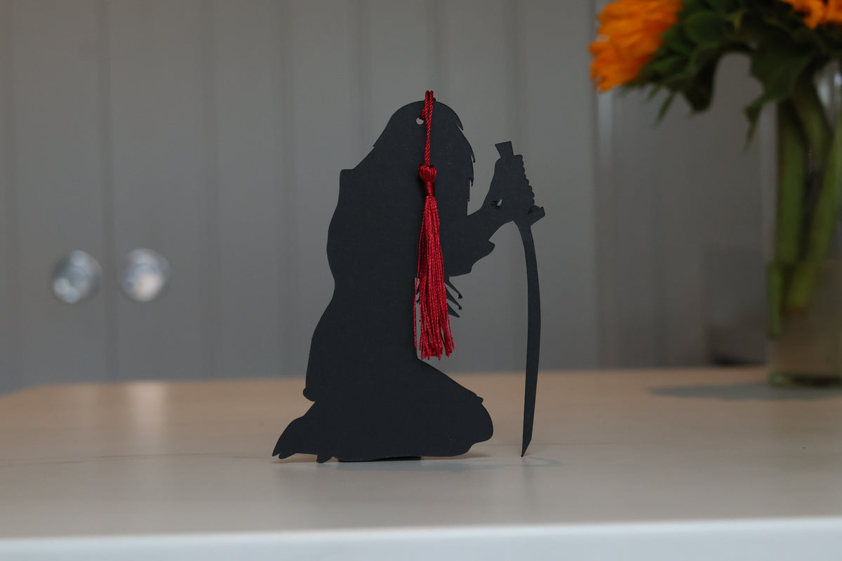 Lady Death Warrior Silhouette Bookmark | Silver Flames Faerie Accessory
