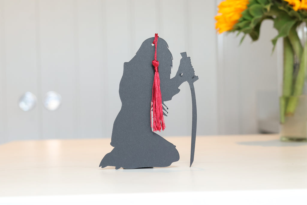 Lady Death Warrior Silhouette Bookmark | Silver Flames Faerie Accessory
