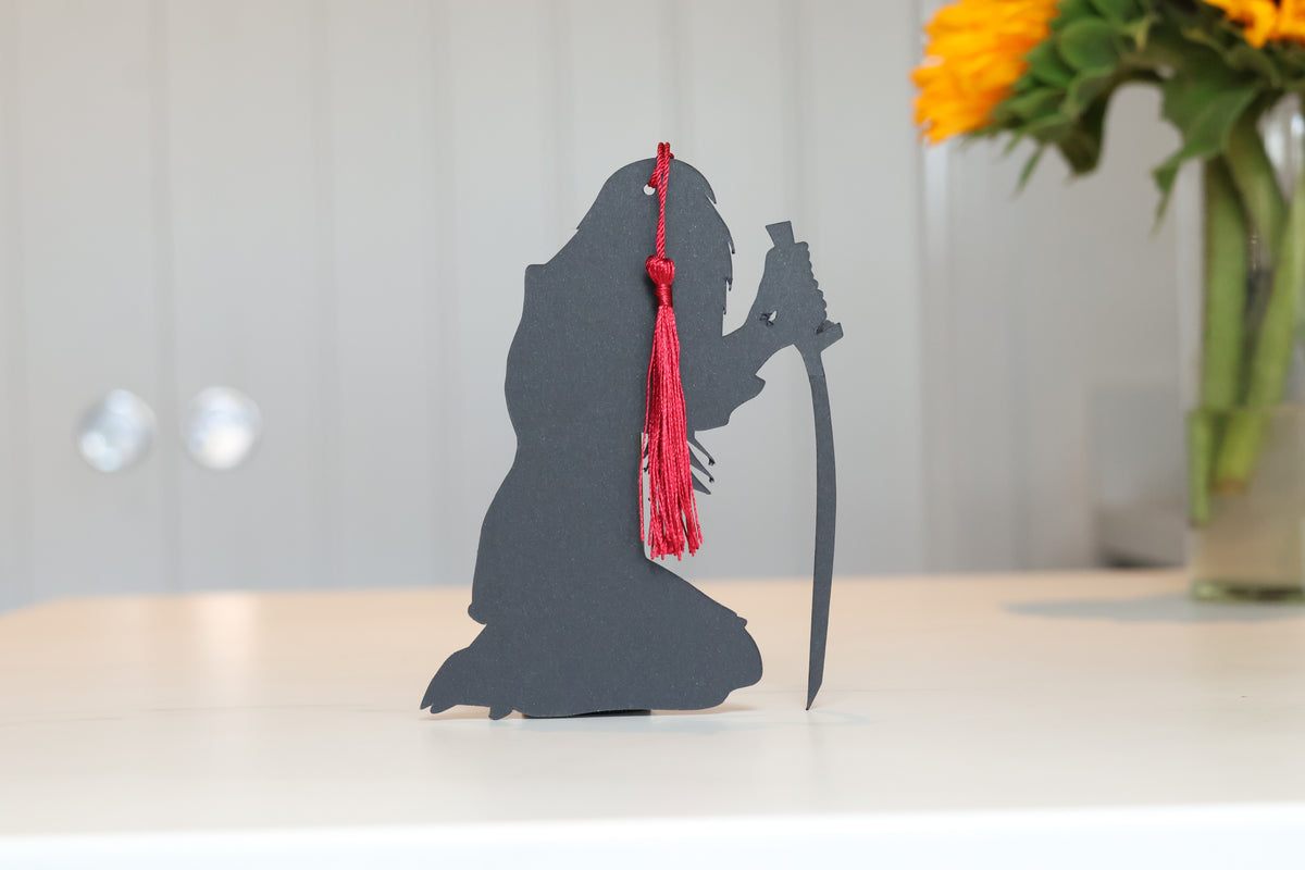 Lady Death Warrior Silhouette Bookmark | Silver Flames Faerie Accessory
