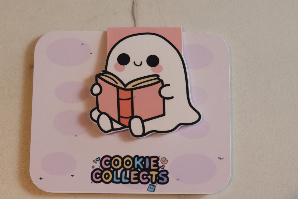 Kawaii Reading Ghost Magnetic Bookmark | Cute Bookish Page Marker