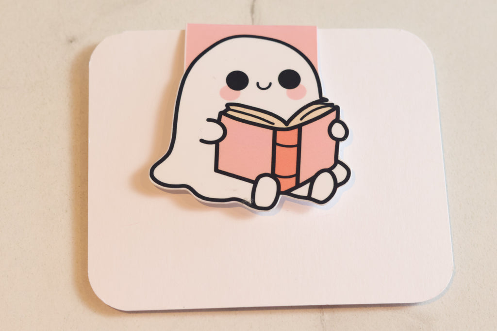 Kawaii Reading Ghost Magnetic Bookmark | Cute Bookish Page Marker