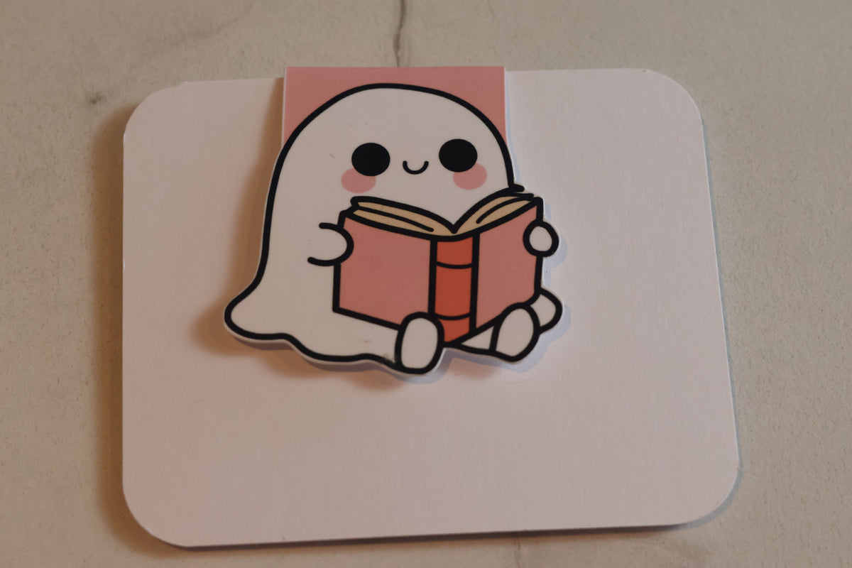 Kawaii Reading Ghost Magnetic Bookmark | Cute Bookish Page Marker