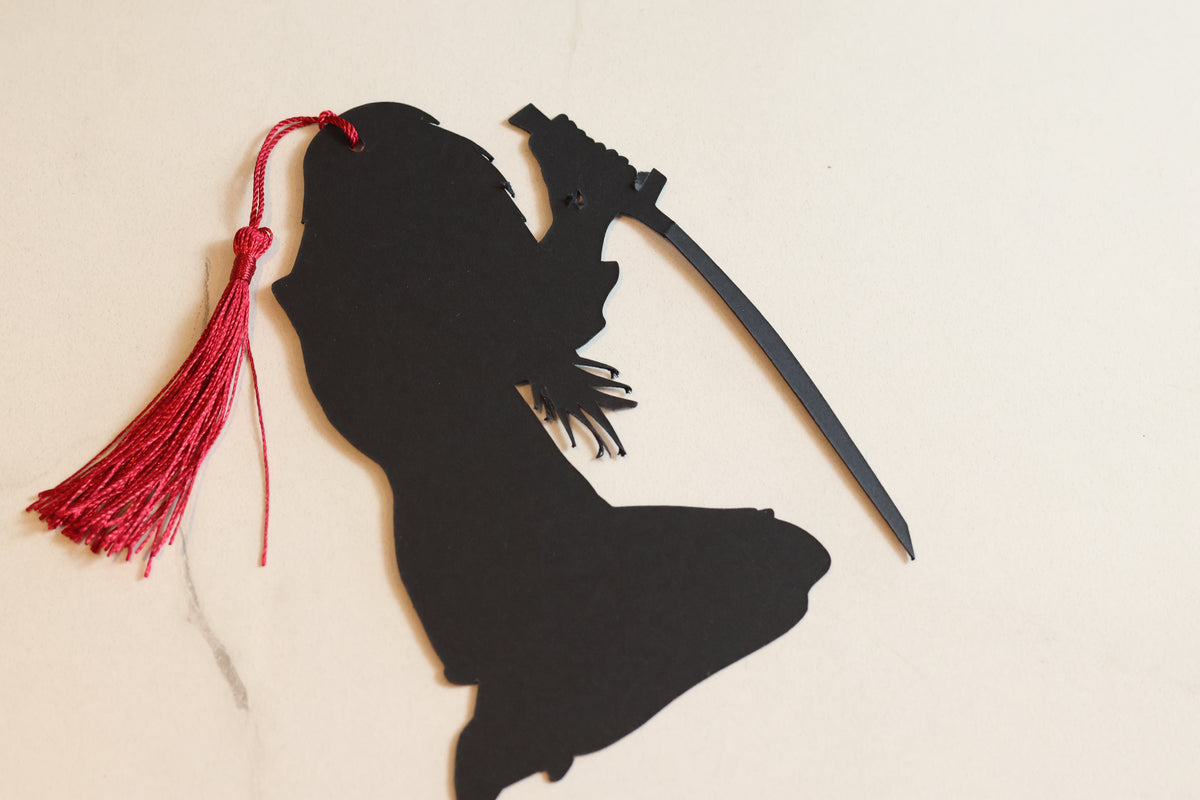 Lady Death Warrior Silhouette Bookmark | Silver Flames Faerie Accessory