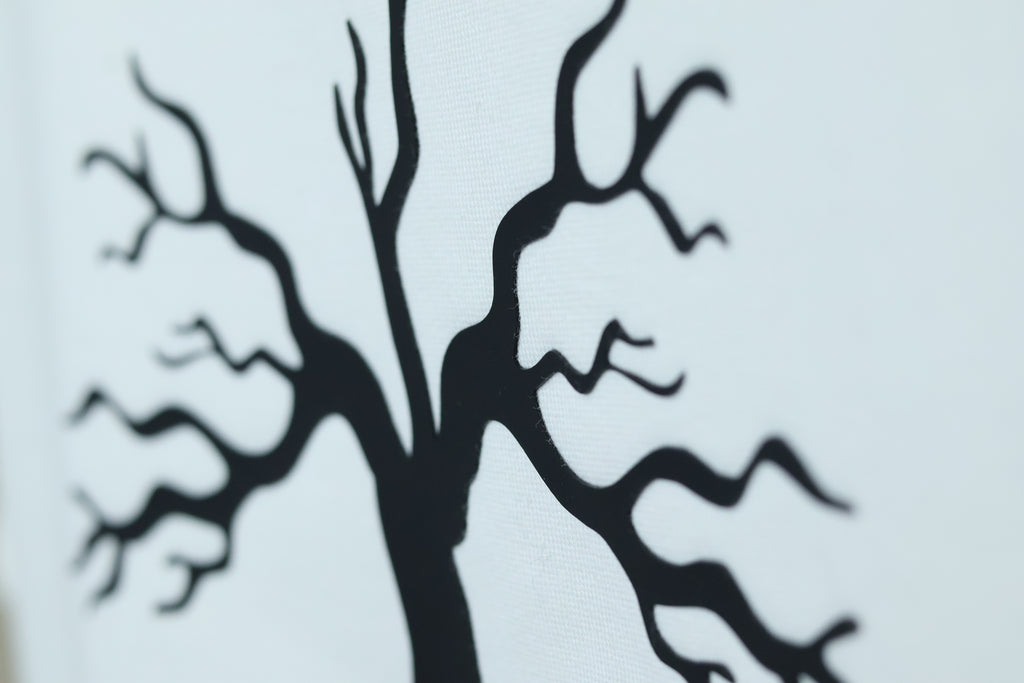 Minimalist Autumn Tree Sweatshirt | Textured 3D Graphic White Pullover
