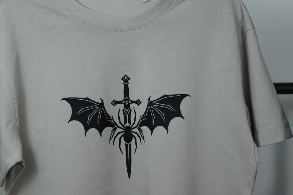 Valkyrie Sword & Stygian Spider T-Shirt | Textured 3D Graphic Apparel