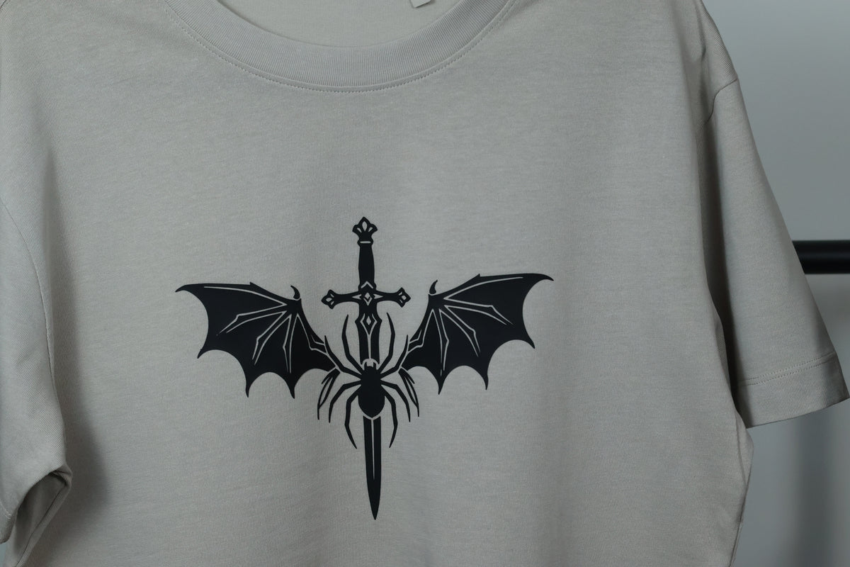 Valkyrie Sword & Stygian Spider T-Shirt | Textured 3D Graphic Apparel