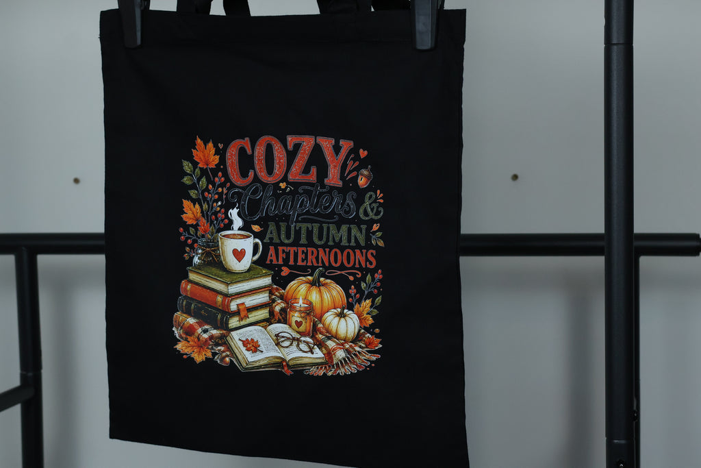 Cozy Chapters & Autumn Afternoons Tote Bag | Bookish Fall Accessory