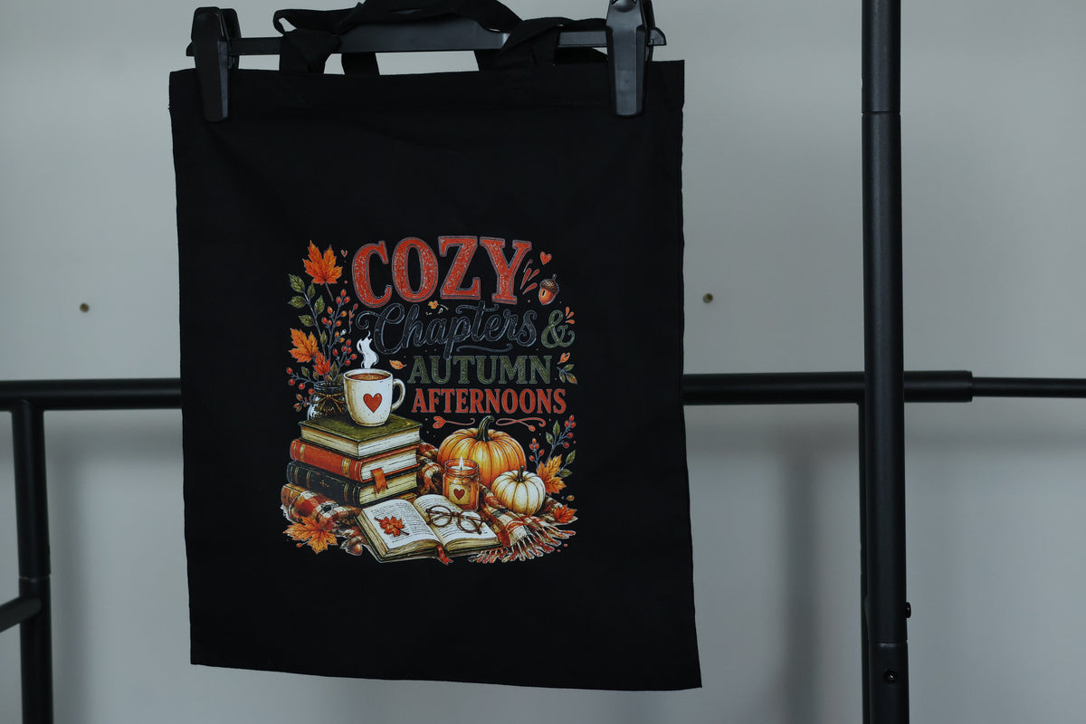 Cozy Chapters & Autumn Afternoons Tote Bag | Bookish Fall Accessory