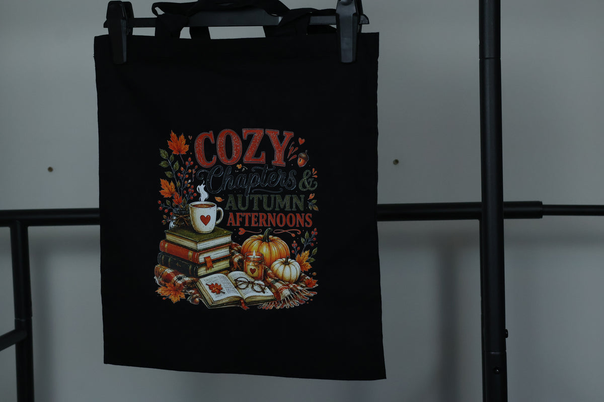 Cozy Chapters & Autumn Afternoons Tote Bag | Bookish Fall Accessory
