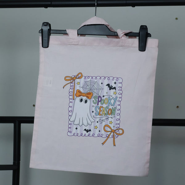 Kawaii "Spooky Season" Ghost Tote Bag | Pastel Coquette Halloween