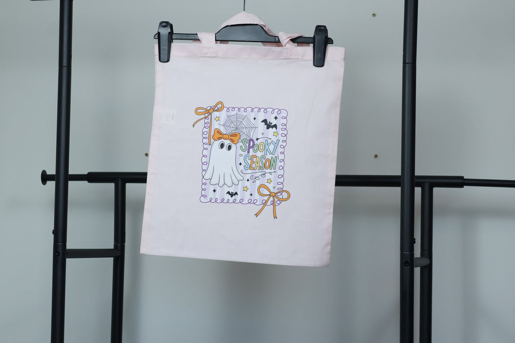 Kawaii "Spooky Season" Ghost Tote Bag | Pastel Coquette Halloween