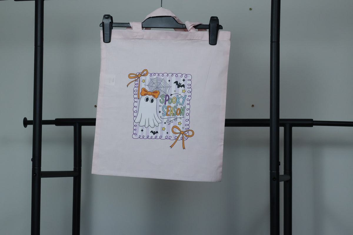 Kawaii "Spooky Season" Ghost Tote Bag | Pastel Coquette Halloween