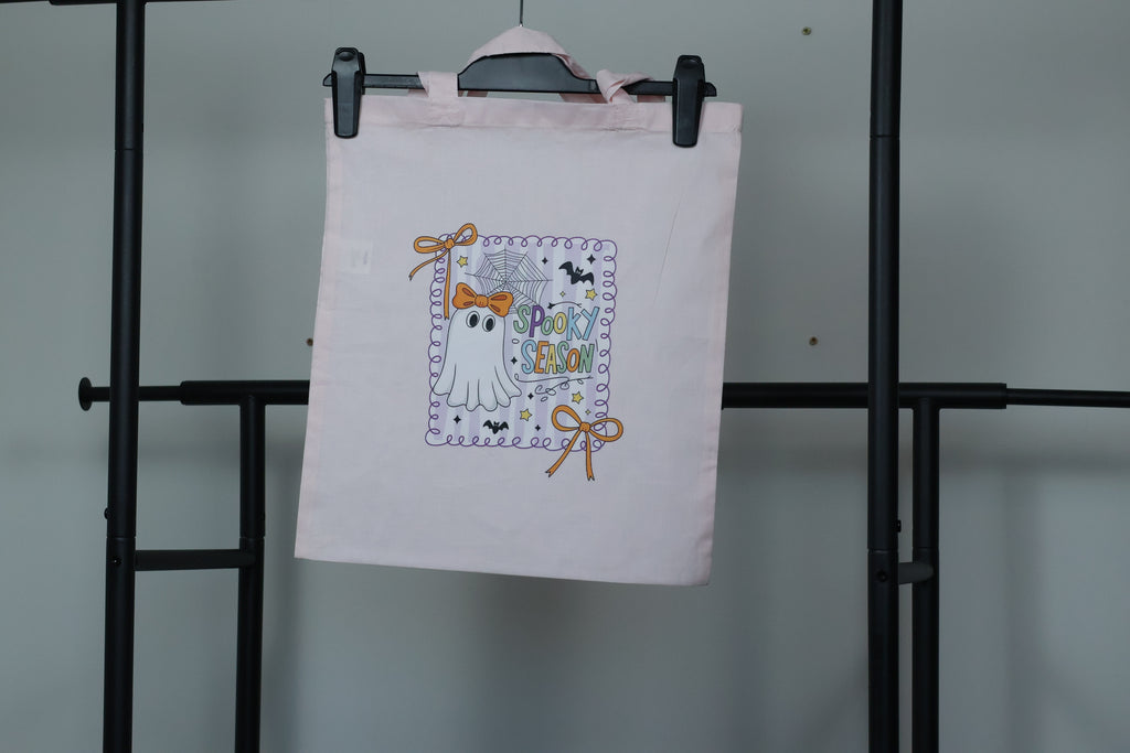 Kawaii "Spooky Season" Ghost Tote Bag | Pastel Coquette Halloween