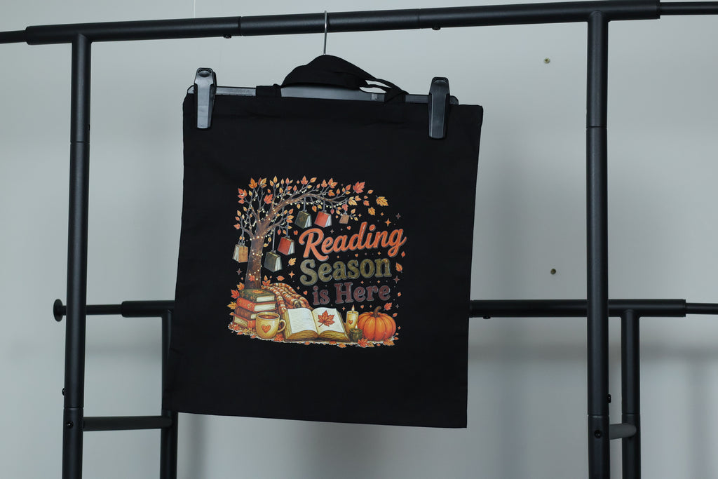 Reading Season is Here" Autumn Tree Tote Bag | Cozy Fall Bookish Canvas