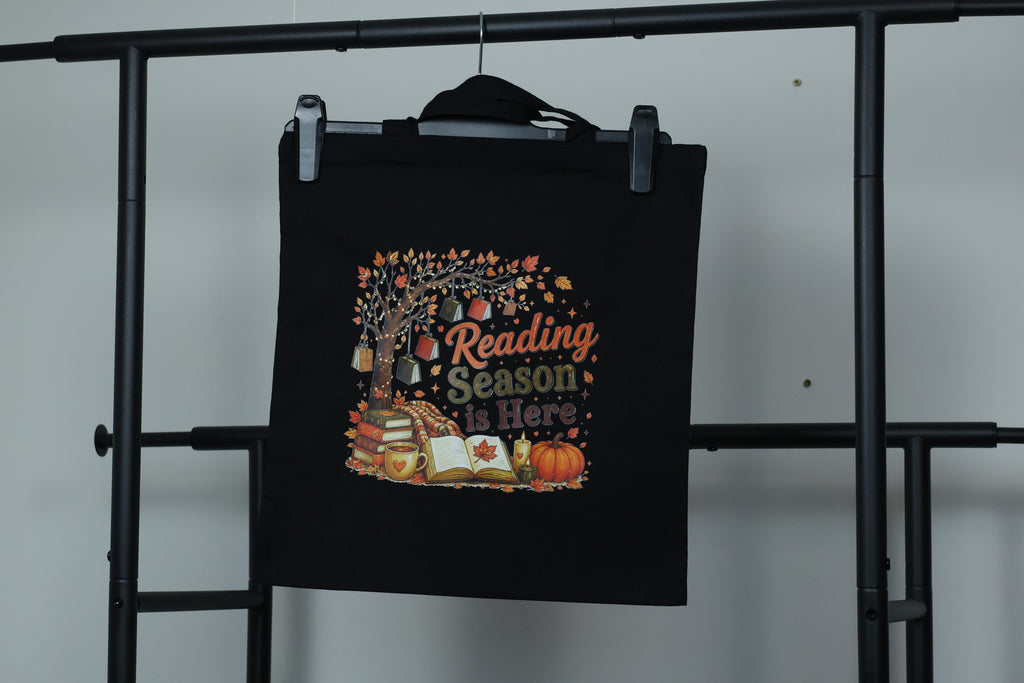 Reading Season is Here" Autumn Tree Tote Bag | Cozy Fall Bookish Canvas
