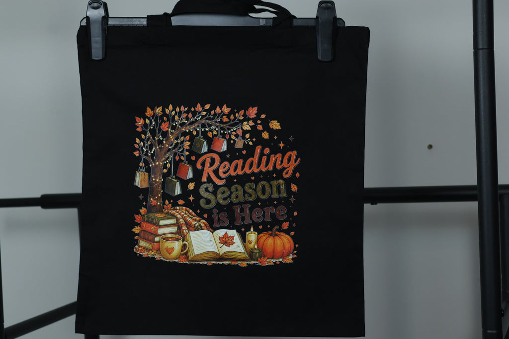 Reading Season is Here" Autumn Tree Tote Bag | Cozy Fall Bookish Canvas