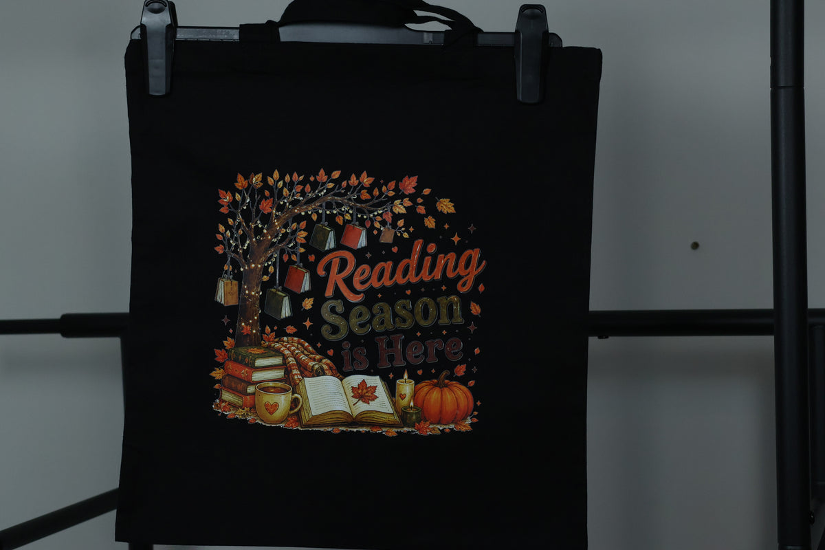 Reading Season is Here" Autumn Tree Tote Bag | Cozy Fall Bookish Canvas