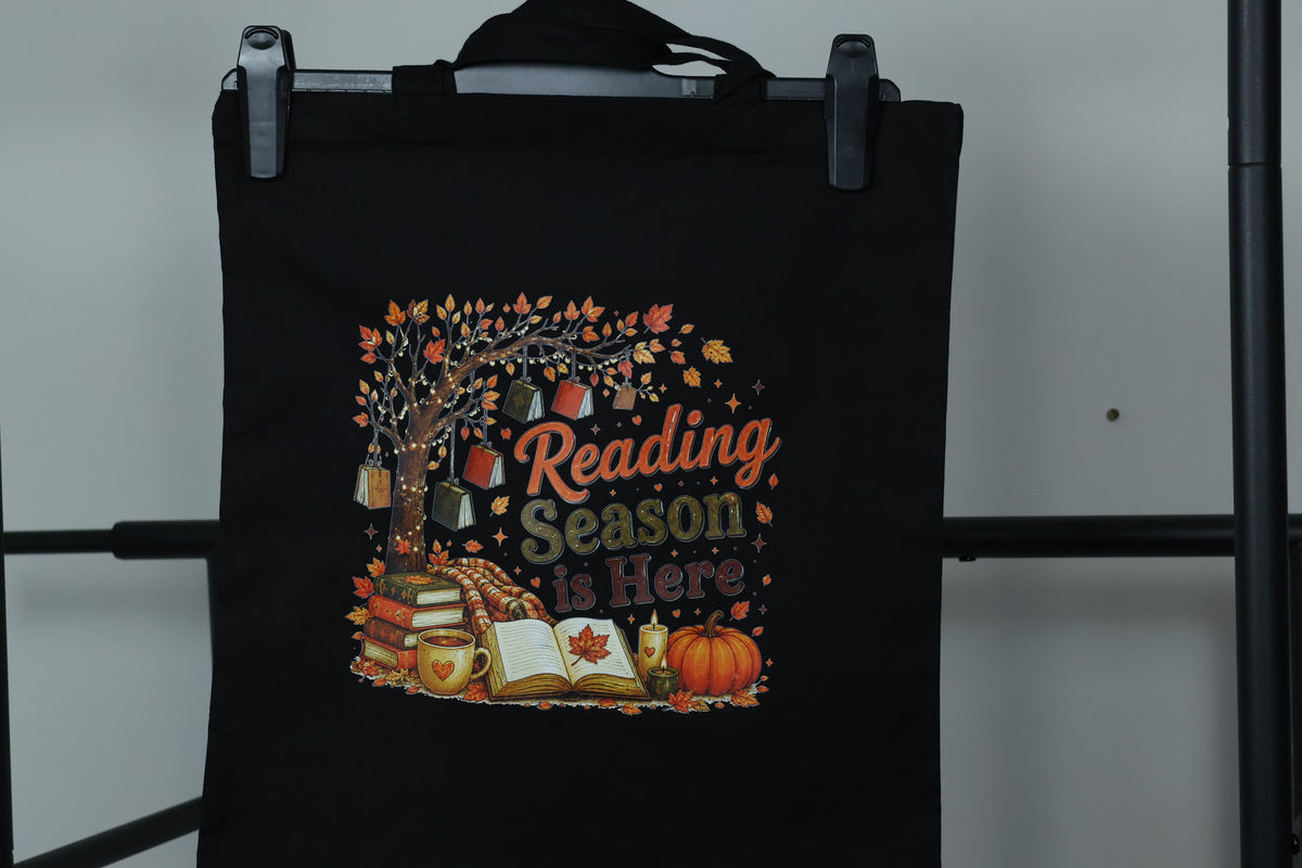 Reading Season is Here" Autumn Tree Tote Bag | Cozy Fall Bookish Canvas