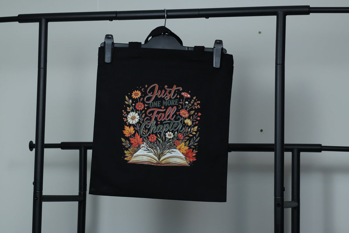 Just One More Fall Chapter" Floral Tote Bag | Cozy Autumn Reader Accessory