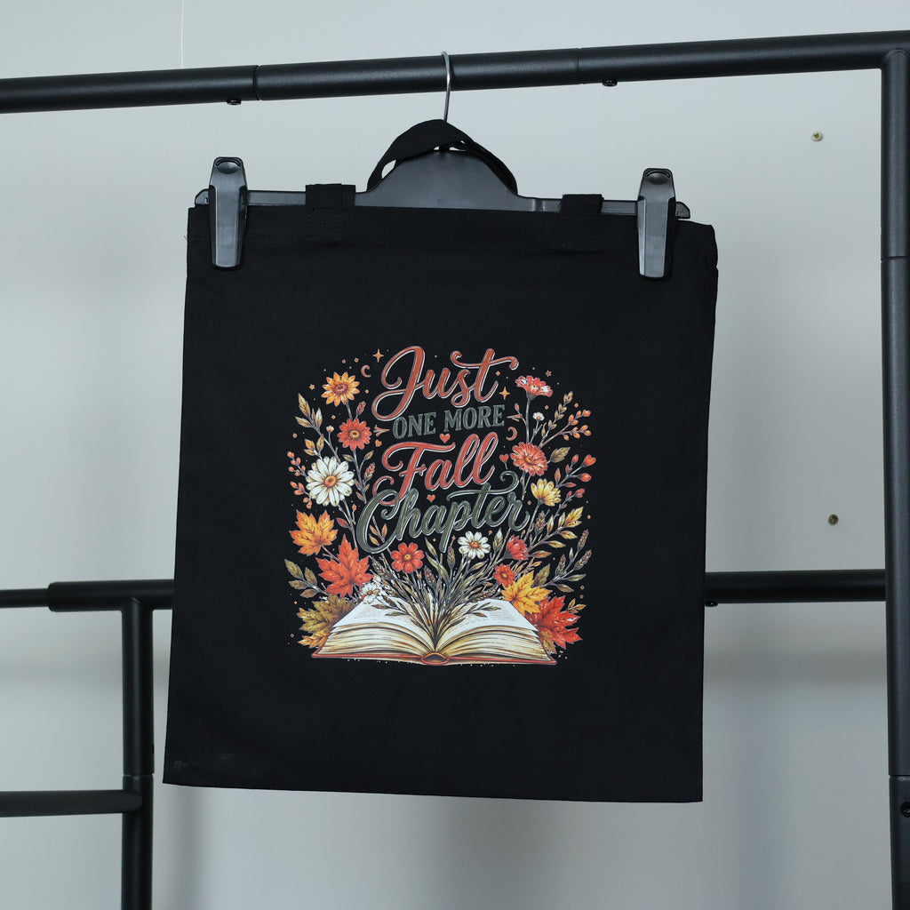 Just One More Fall Chapter" Floral Tote Bag | Cozy Autumn Reader Accessory