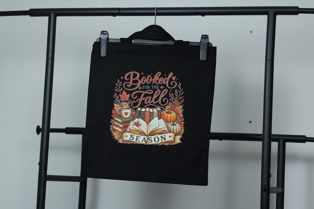 Booked for the Fall" Canvas Tote Bag | Cozy Autumn Reader Accessory