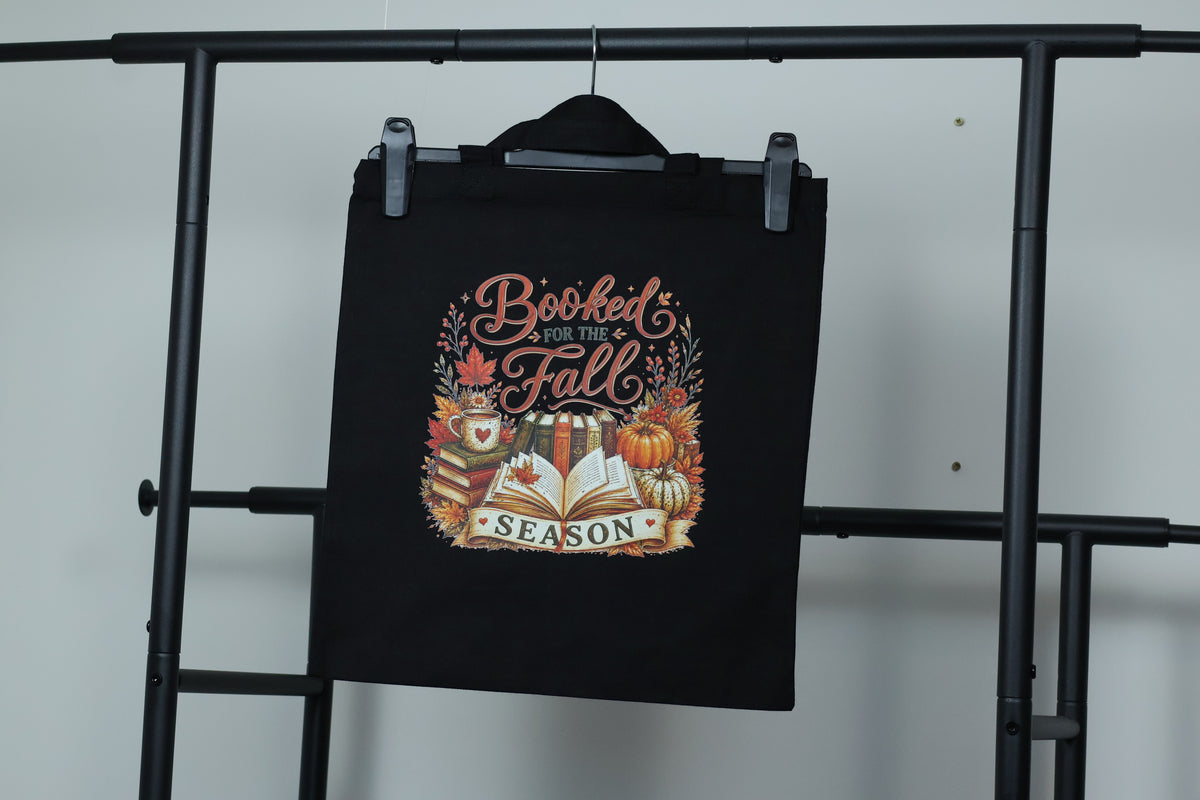 Booked for the Fall" Canvas Tote Bag | Cozy Autumn Reader Accessory
