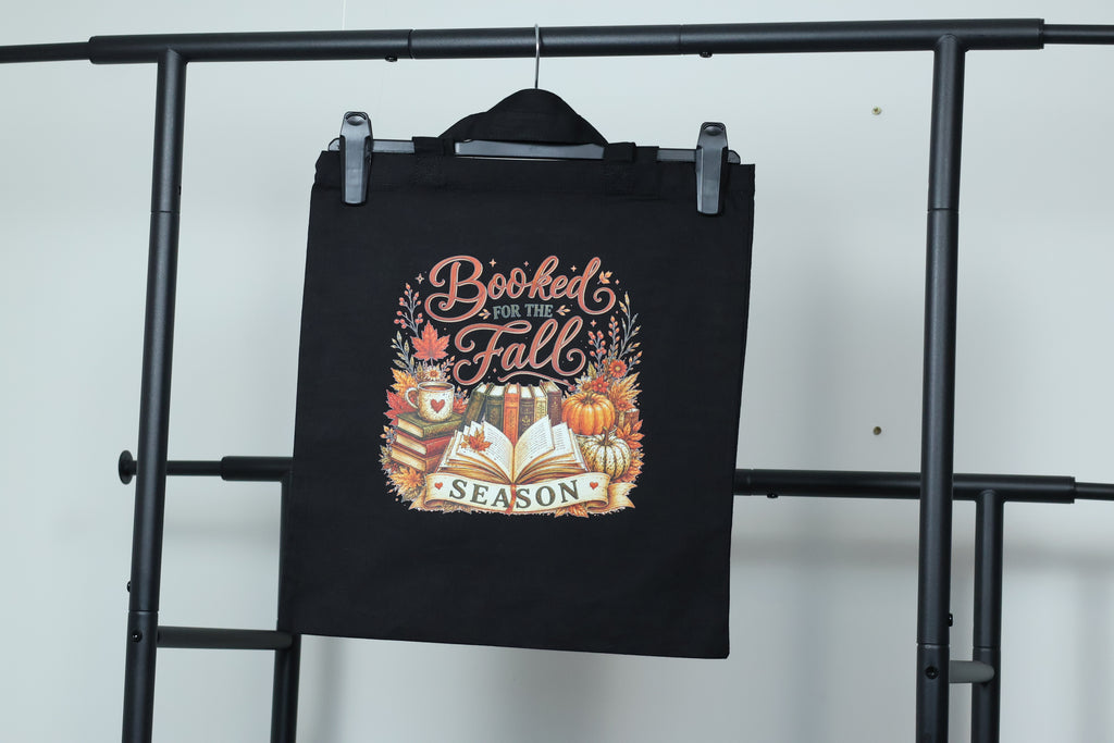 Booked for the Fall" Canvas Tote Bag | Cozy Autumn Reader Accessory
