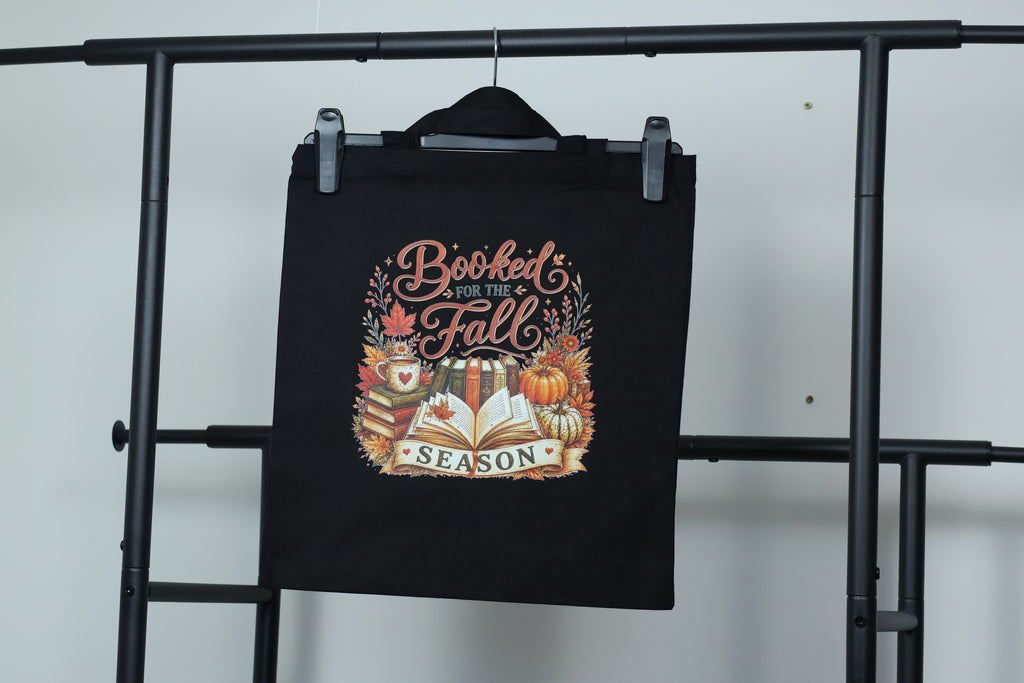 Booked for the Fall" Canvas Tote Bag | Cozy Autumn Reader Accessory