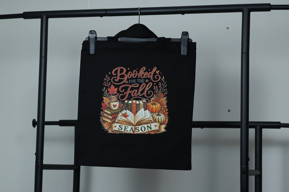 Booked for the Fall" Canvas Tote Bag | Cozy Autumn Reader Accessory