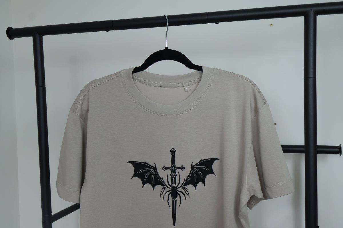 Valkyrie Sword & Stygian Spider T-Shirt | Textured 3D Graphic Apparel