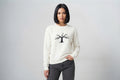 Minimalist Autumn Tree Sweatshirt | Textured 3D Graphic White Pullover