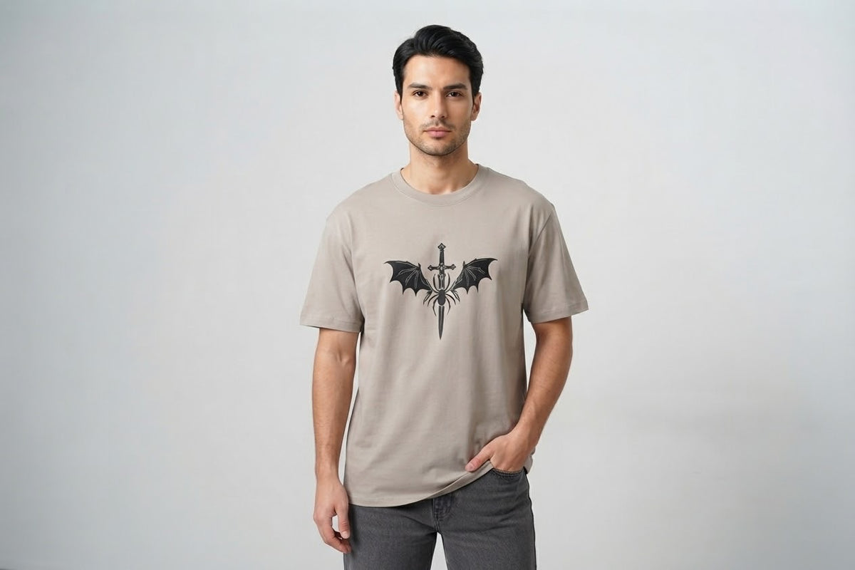 Valkyrie Sword & Stygian Spider T-Shirt | Textured 3D Graphic Apparel