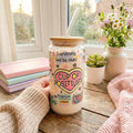 Cup of Positivity – Glass Tumbler with Bamboo Lid & Straw