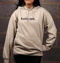 Oatmeal "Kuch Bhi" luxury Hoodie | Minimalist Urdu Quote Streetwear | Textured 3D Lettering
